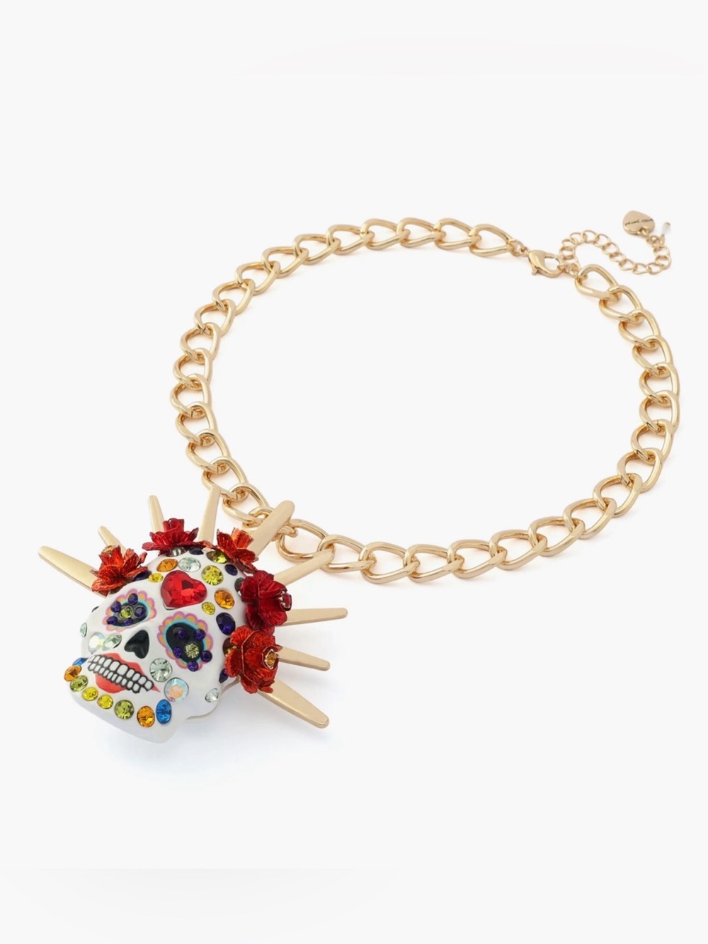 BETSEY JOHNSON SUGAR SKULL BRIDE CROWN PENDANT NECKLACE - Picture 4 of 7
